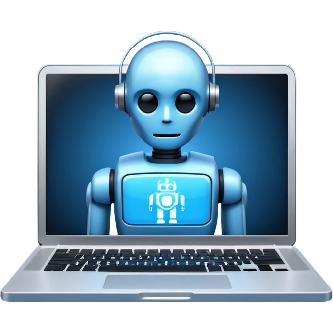 laptop screen with a robot icon emoji