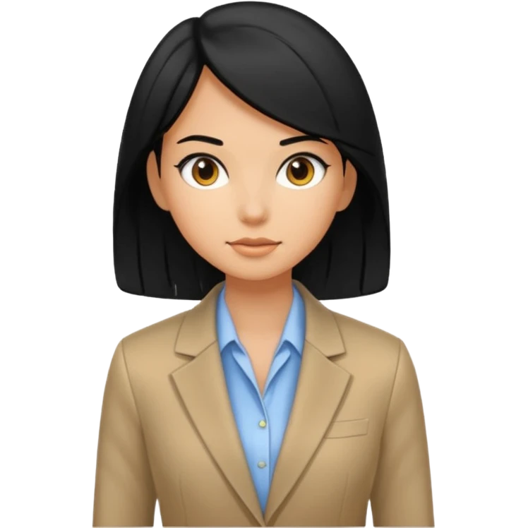 Salon owner a girl with blazer in black hair emoji