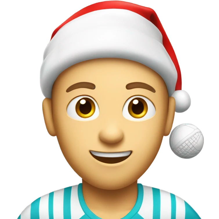 Tennis player playing tennis right handed wearing Santa hat Caucasian emoji