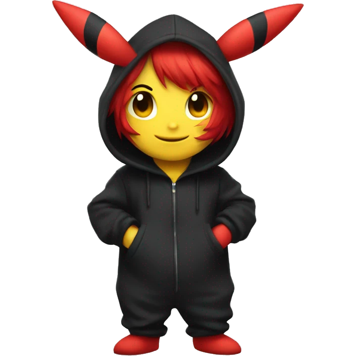 gothic red head in pikachu onesie thumb up emoji