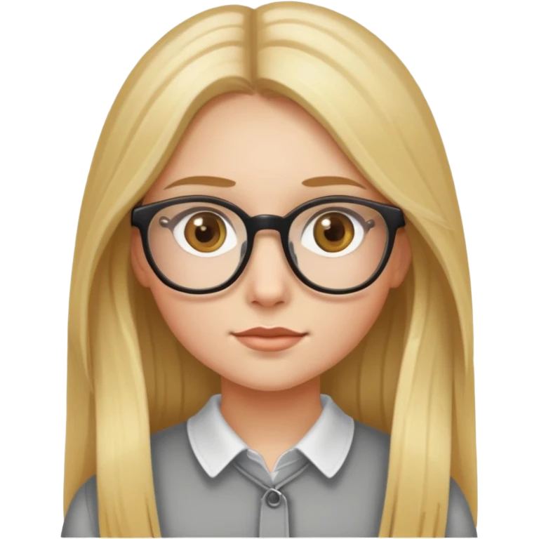 girl with long blonde hair, hazel eyes, and glasses emoji