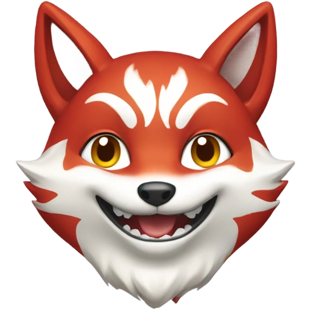Red and white katsune head smiling emoji