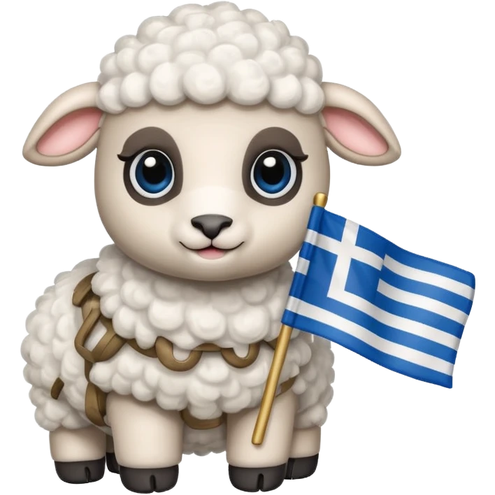 Baby lamb holding Greek flag emoji