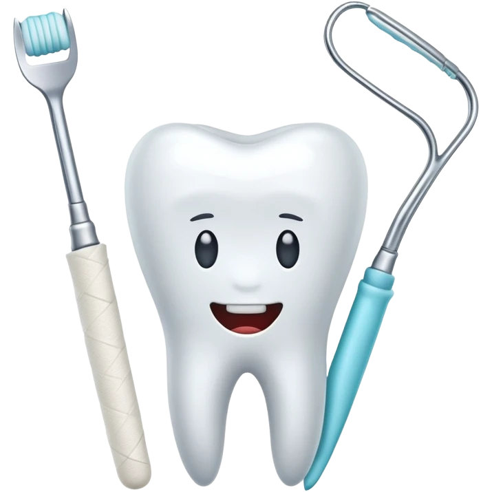 tooth with a bandage and dental instruments, symbolizing root canal treatment emoji