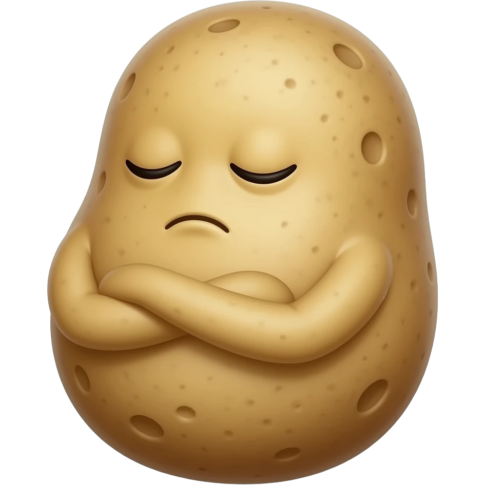 disapproving potato crossing arms eyes closed leen back emoji