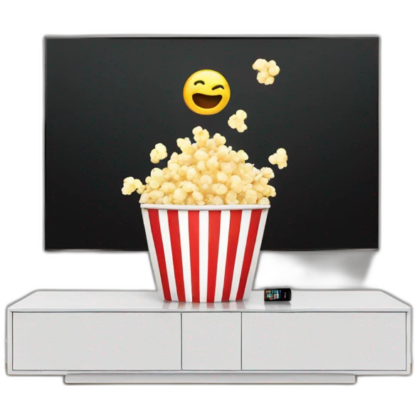 Netflix on a TV screen qnd popcorn emoji