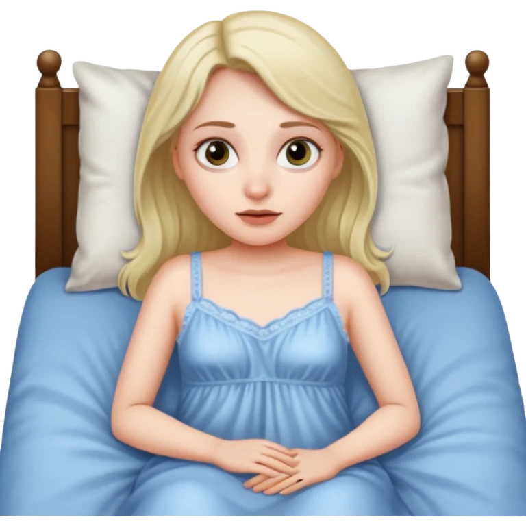 женщина лежит в кровати, у нее "мешки" под глазами, за окном ночь emoji