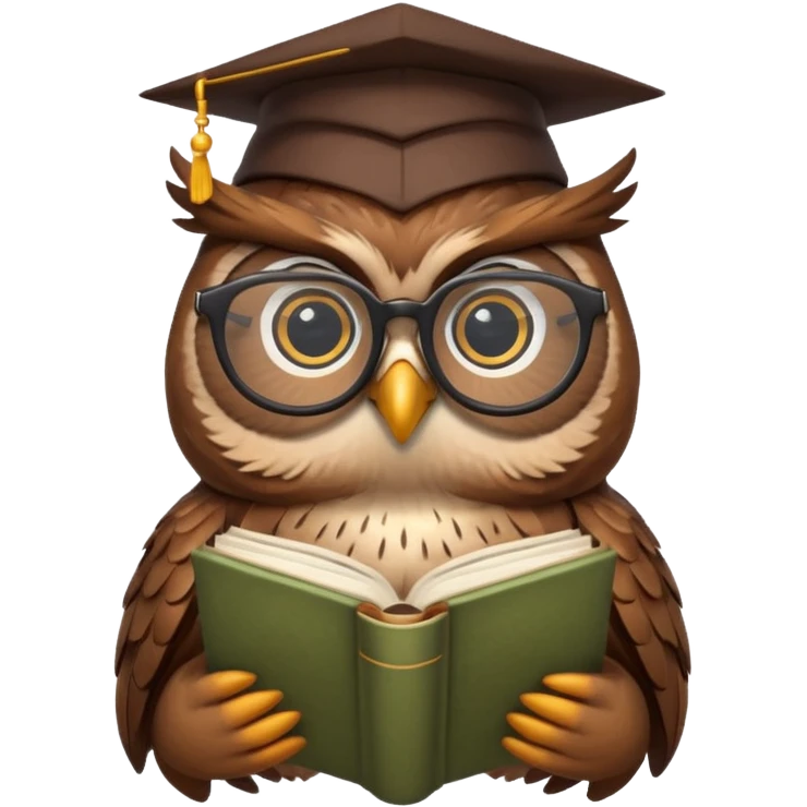 wise owl with glasses and book emoji
