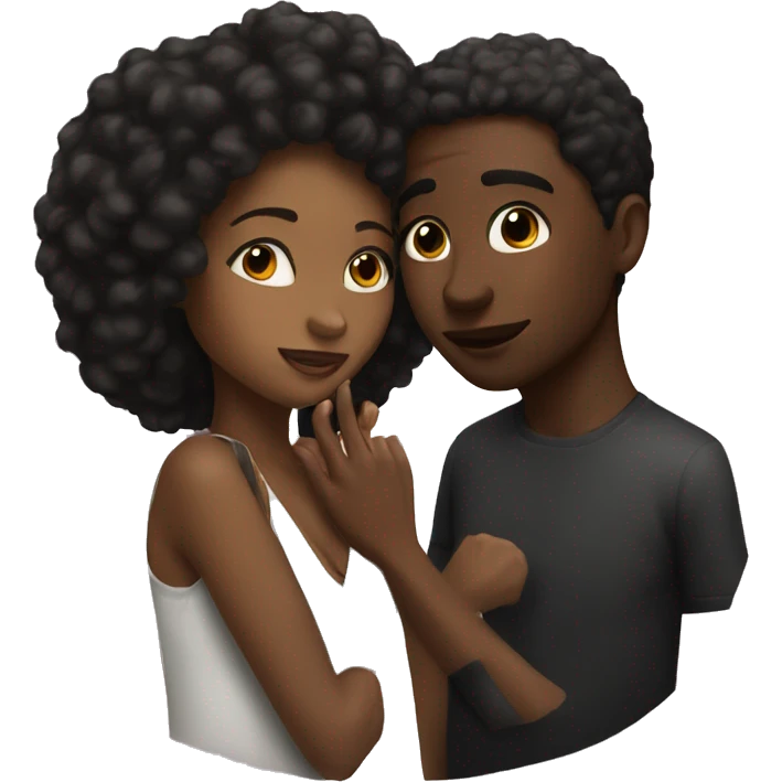 black girl and white guy kissing emoji