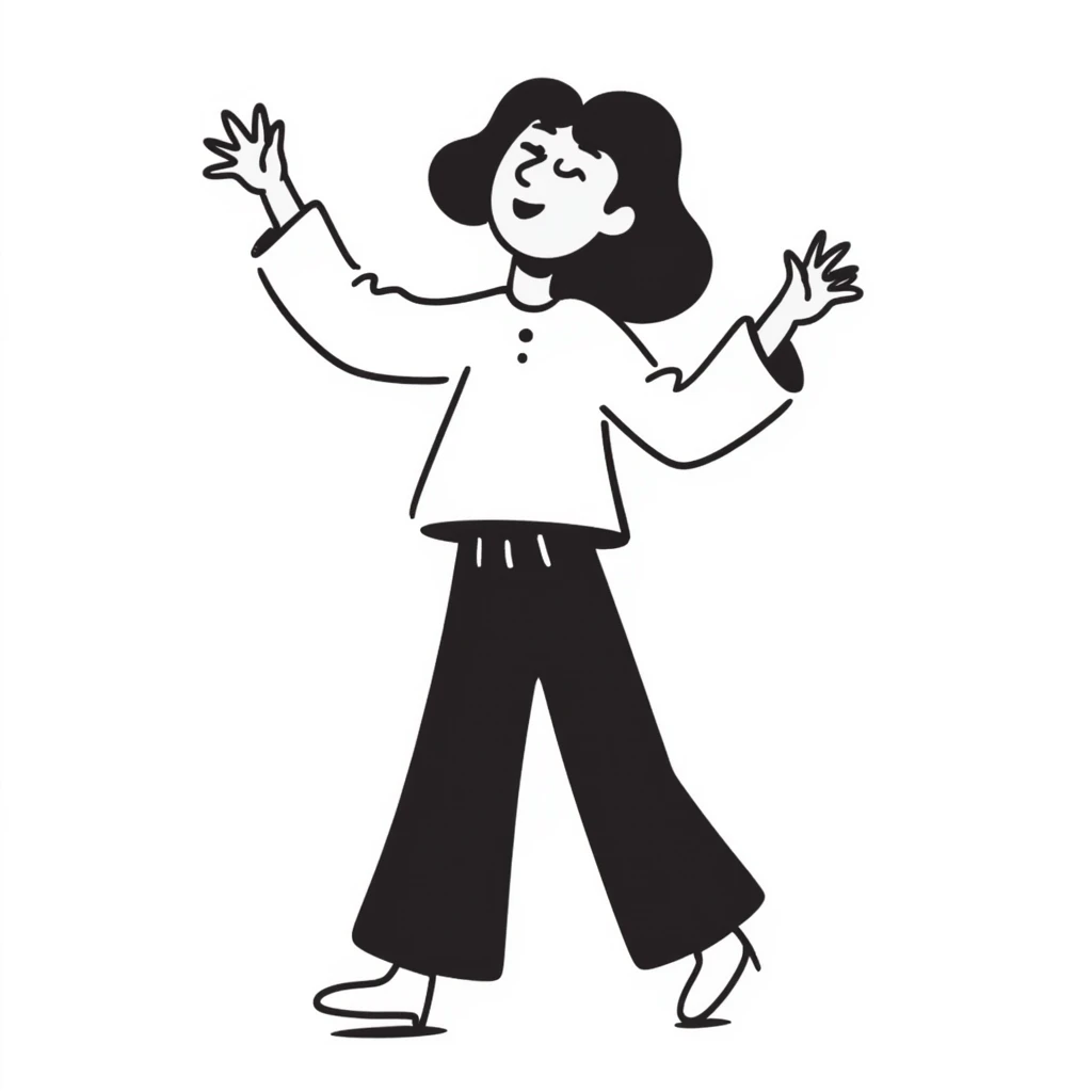 character doing a silly dance, loose lines, playful energy emoji