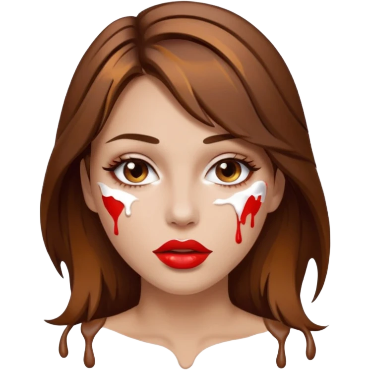 Brown Hair, Woman, white paint drip, face, hot, Sexy, lips emoji