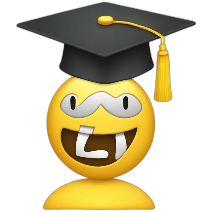 yellow emoji with mortarboard on its head emoji