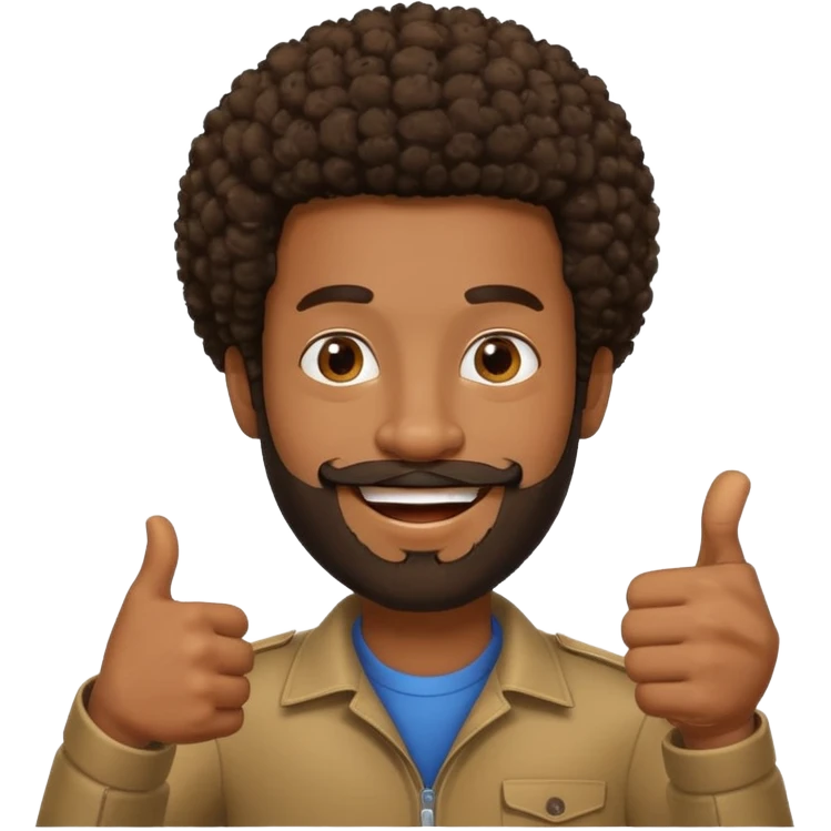 black man with beard, mustache, and short afro with his thumb up emoji