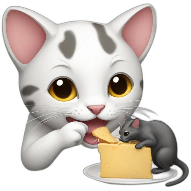 Cat eating rat emoji