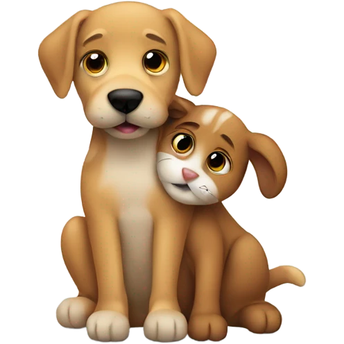 dog hugging cat emoji