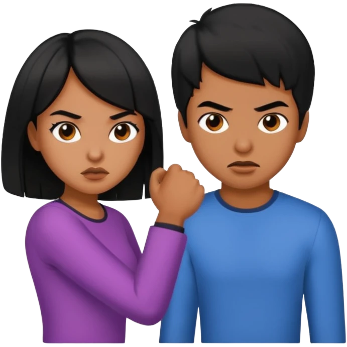 brother and sister fighting modern culture naughty  - indian skin and hairstyle emoji