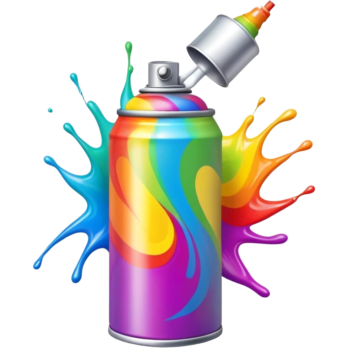Multicolored spray paint can with vibrant rainbow colors swirled together on the can body emoji