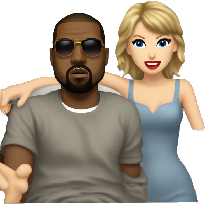 Kanye west with Taylor swift on a boat emoji