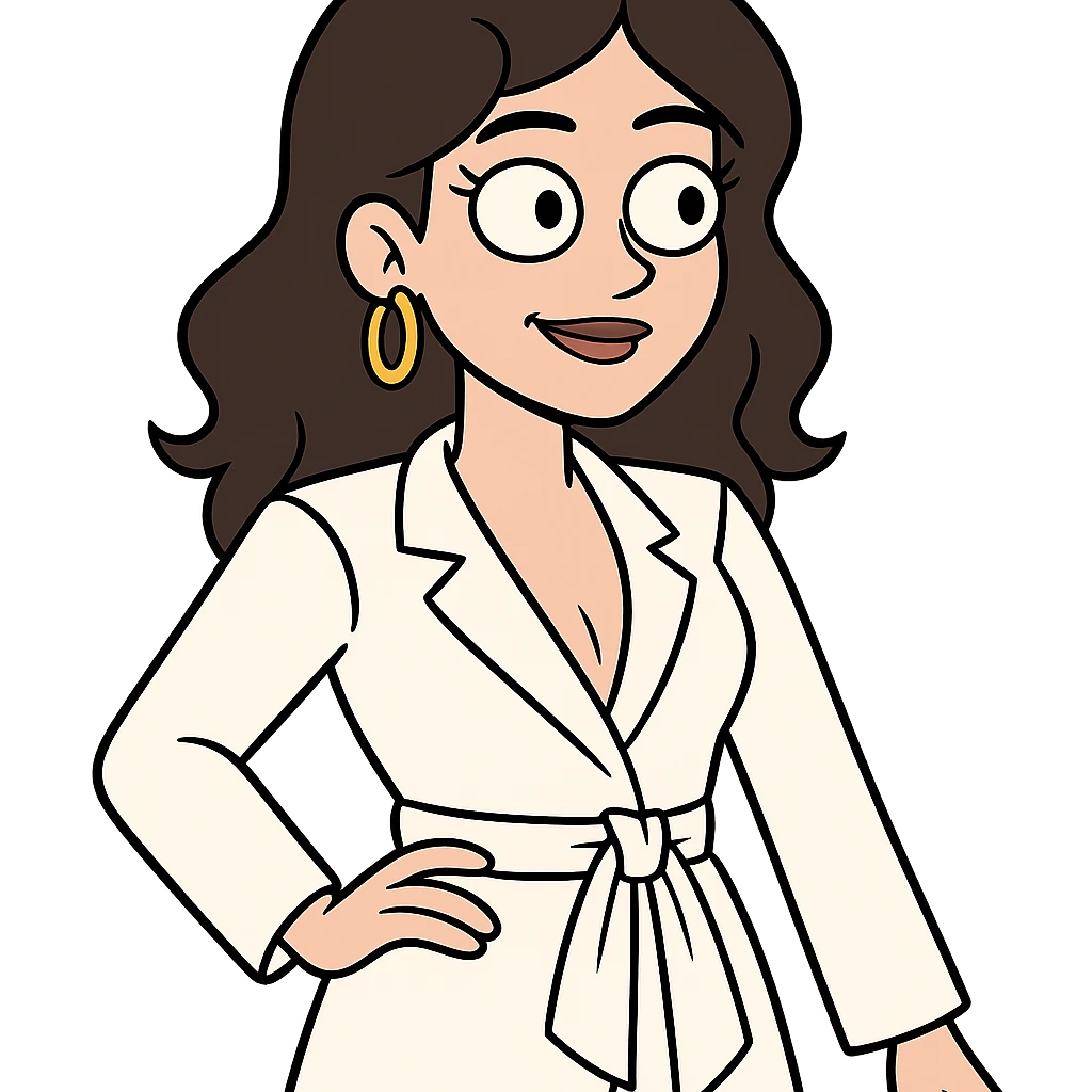 menina bonita, cabelo escuro, pele clara, olhos verdes, roupa branca estilosa emoji