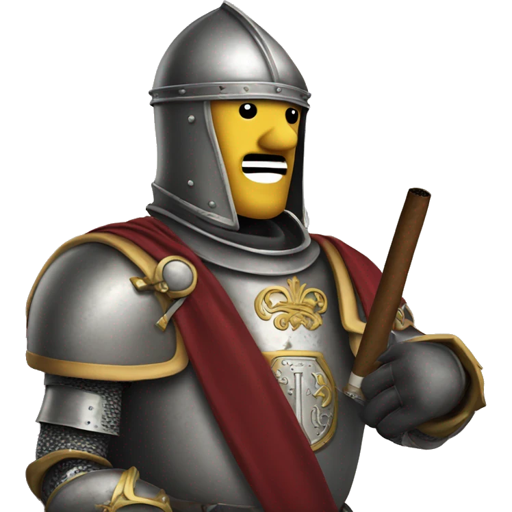 a crusading knight smokes a cigar without paying attention to anyone. emoji