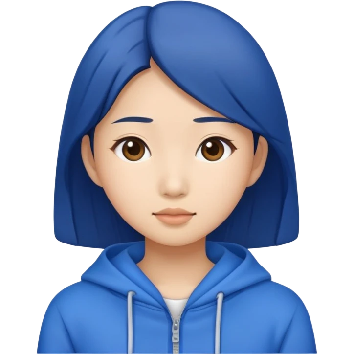 Asian Girl wearing all blue clothes emoji