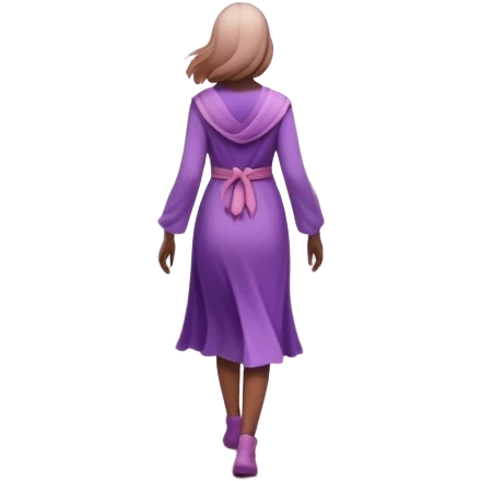 A small figure walks back across a foggy bridge, holding soft pink and purple orbs in each hand—symbolizing compassion and forgiveness. A gentle heart aura trails behind them, showing healing in motion. emoji