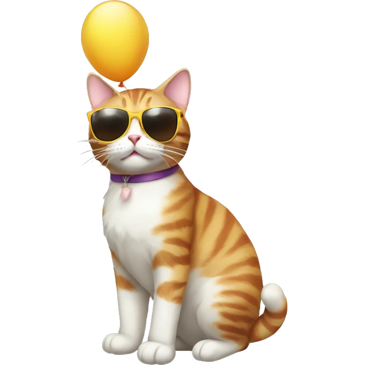 Cat with sunglasses and ballon emoji