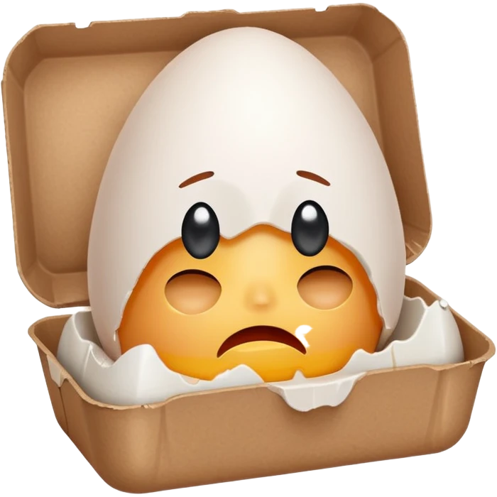make a egg carton with only one egg inside to represent isolation. make the egg have a sad expression like a sad face with tears to communicate his worry emoji