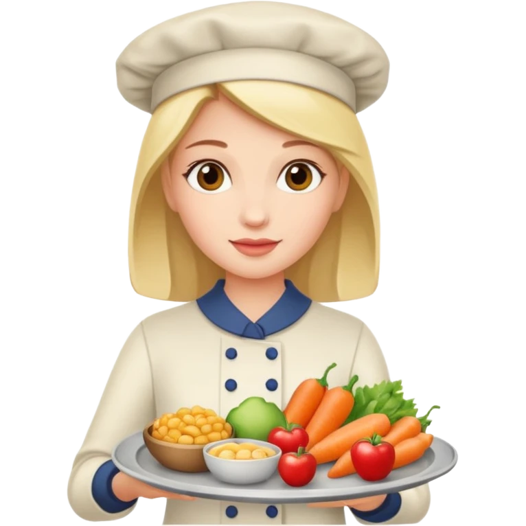 A woman is holding a tray of food. emoji