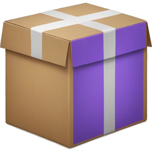 Delivery box with violet scotch emoji