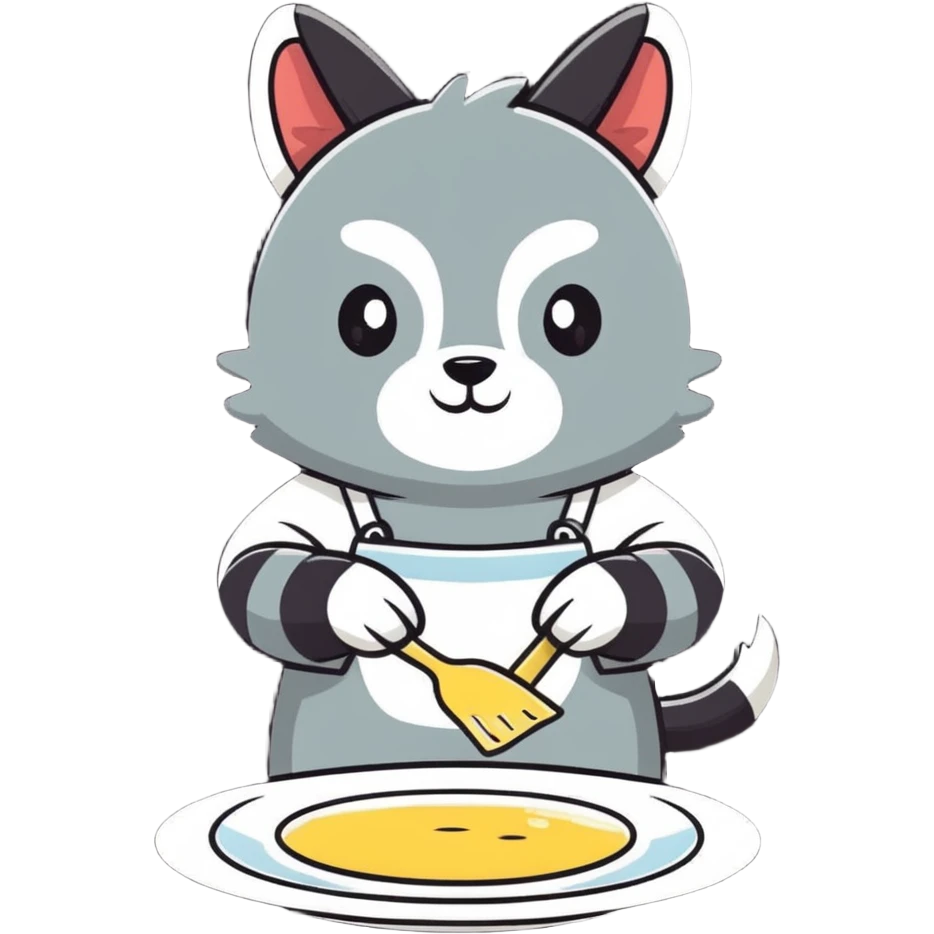 a cute animal wearing gloves and washing a plate emoji