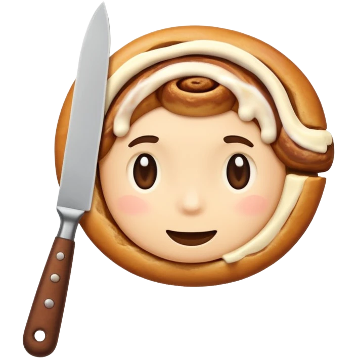 cinnamon roll holding knife emoji