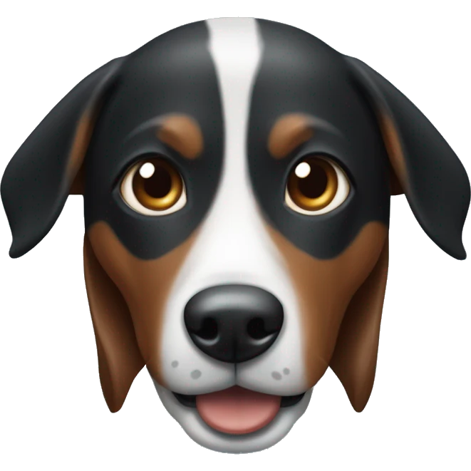 perrita salchicha arlequín negro con blanco y tiene el ojo derecho azul y el izquierdo marrón  emoji