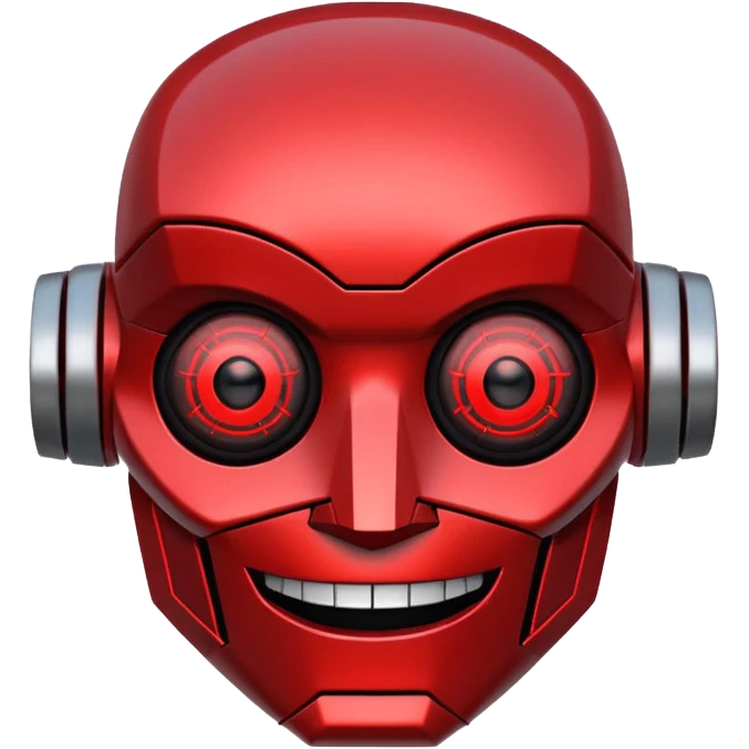 evil robot. Only its head. Very low details, just lines and colors, no need to draw detailed. Make it smile emoji