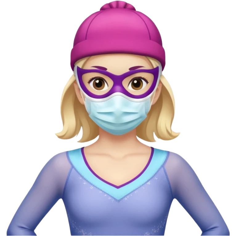 a figure skater girl wearing a face mask emoji