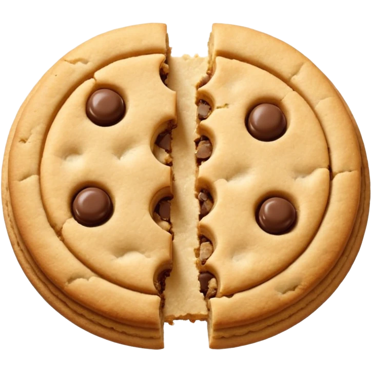 A pair of plain cookies, one of them with a bite taken out. emoji