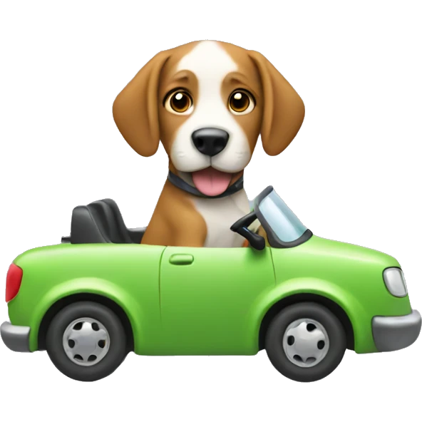 dog driving car emoji
