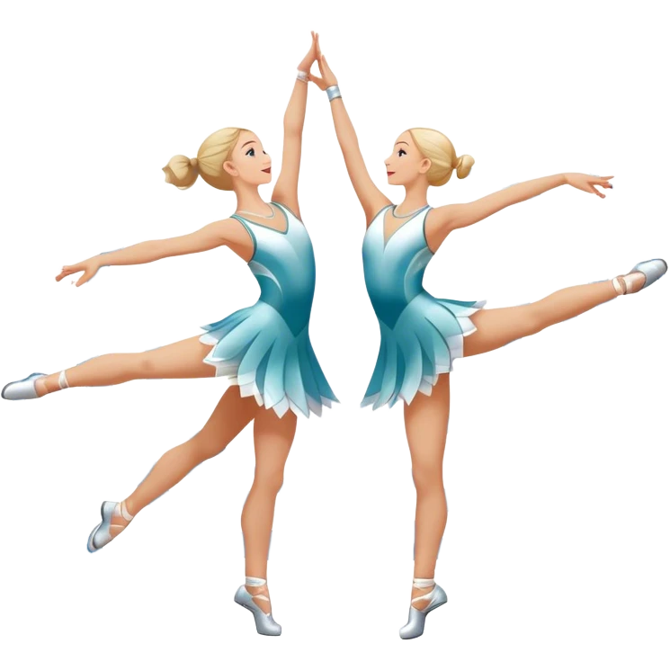 Icon for Sports Dance: a white couple in competitive attire performing a synchronized dance with acrobatic moves, dance shoes, a rhythmic floor, and a competition backdrop. The icon should capture athleticism, technique, and acrobatic precision. Transparent background. emoji
