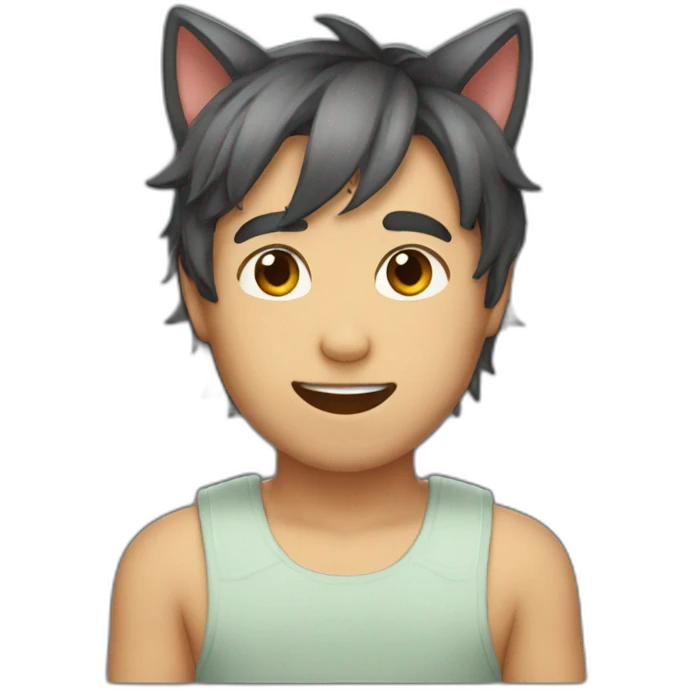 A cute boy with cat ears emoji