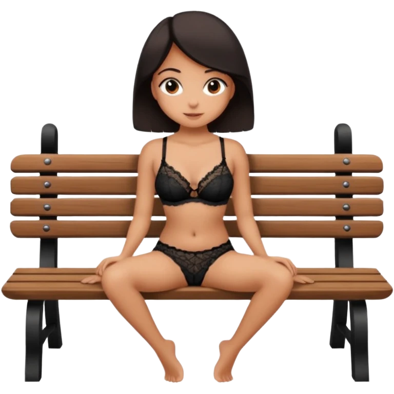 Girl with sexy bra and panty sitting in a banch emoji