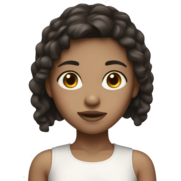 Girl with dark brown hair in white skin emoji