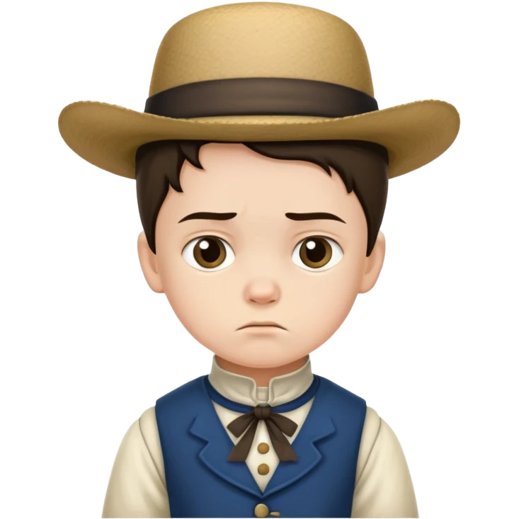 an 1840’s child from the west looking annoyed emoji