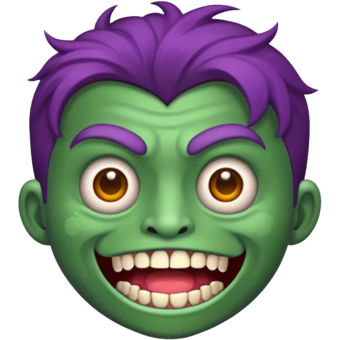 Zumbi verde com dentes prata e cabelo roxo novo emoji