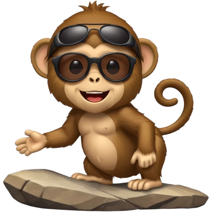 Monkey on a mountain with sunglasses laughing emoji