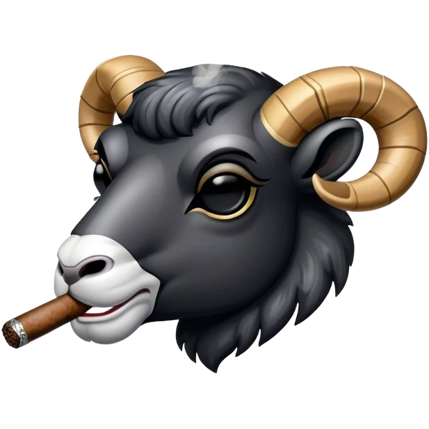 Big Black ram sunglasses head smoking cigar left side emoji