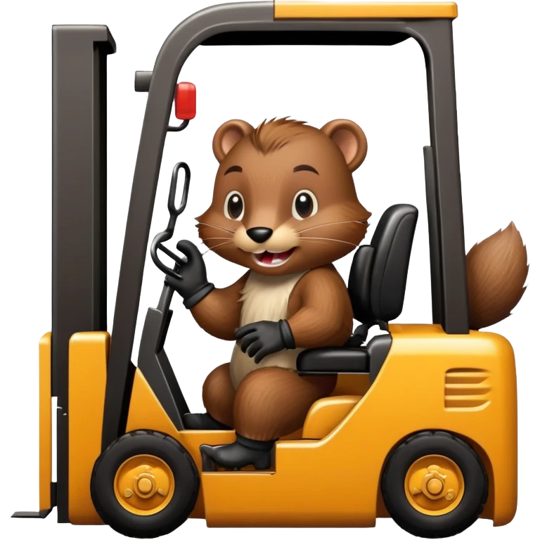 a forklift-driving beaver emoji