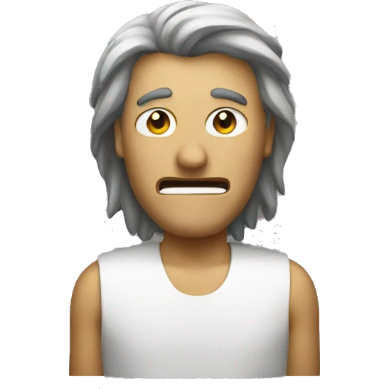 A man with a mullet shouting emoji