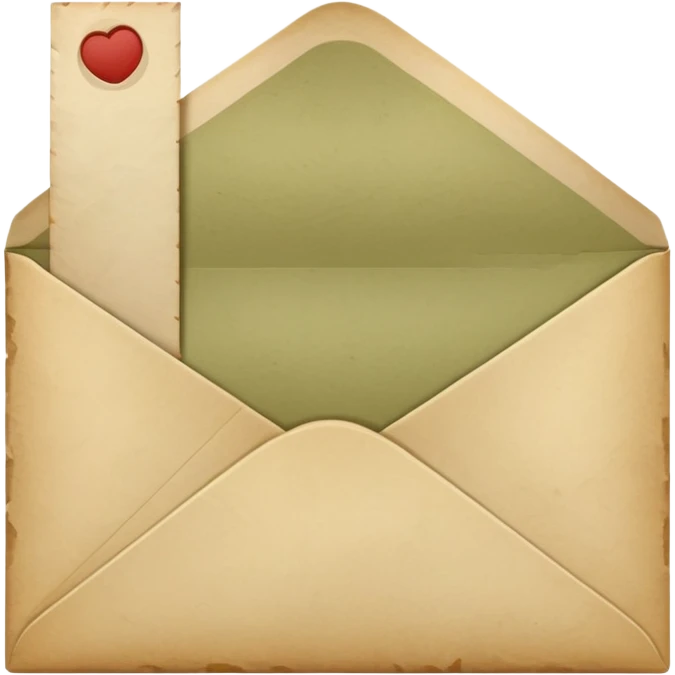 A pale olive envelope with the letter emoji
