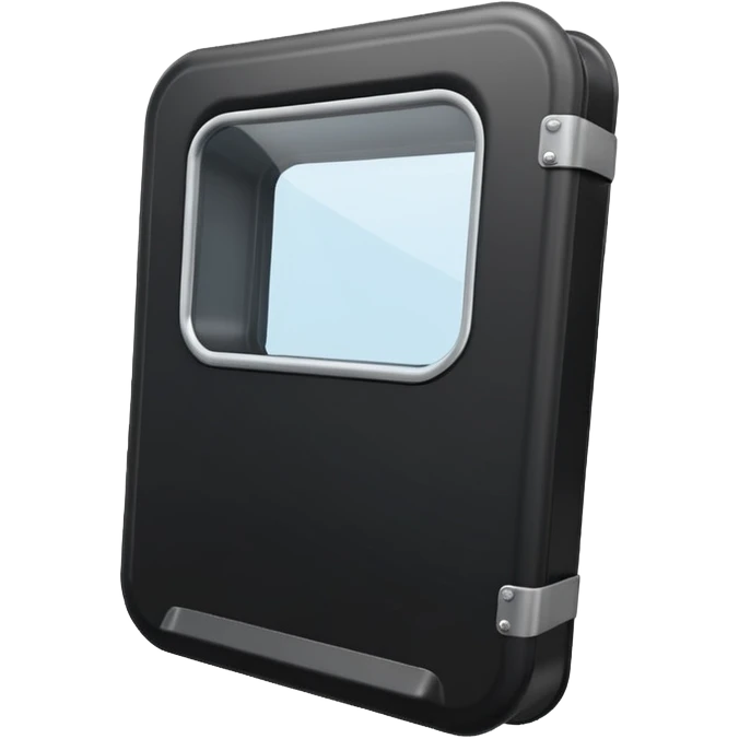 black riot shield with a rectangular viewing window at the top and the word RCR in white, matching the reference image emoji