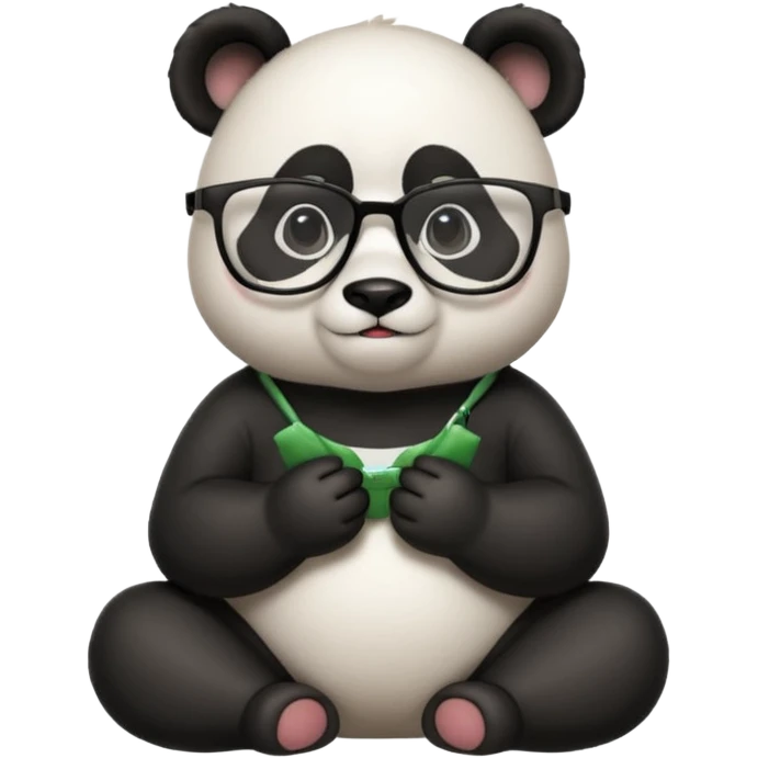 panda sit alone with glasses full body emoji